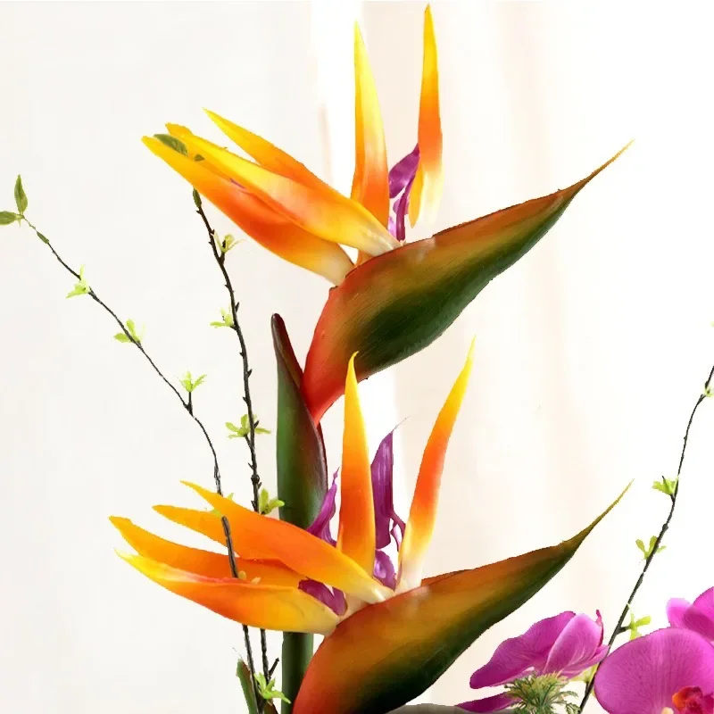 High-grade single pu bird of paradise artificial flowers fake flower potted plants with flowers crane wanglan flower arrangement