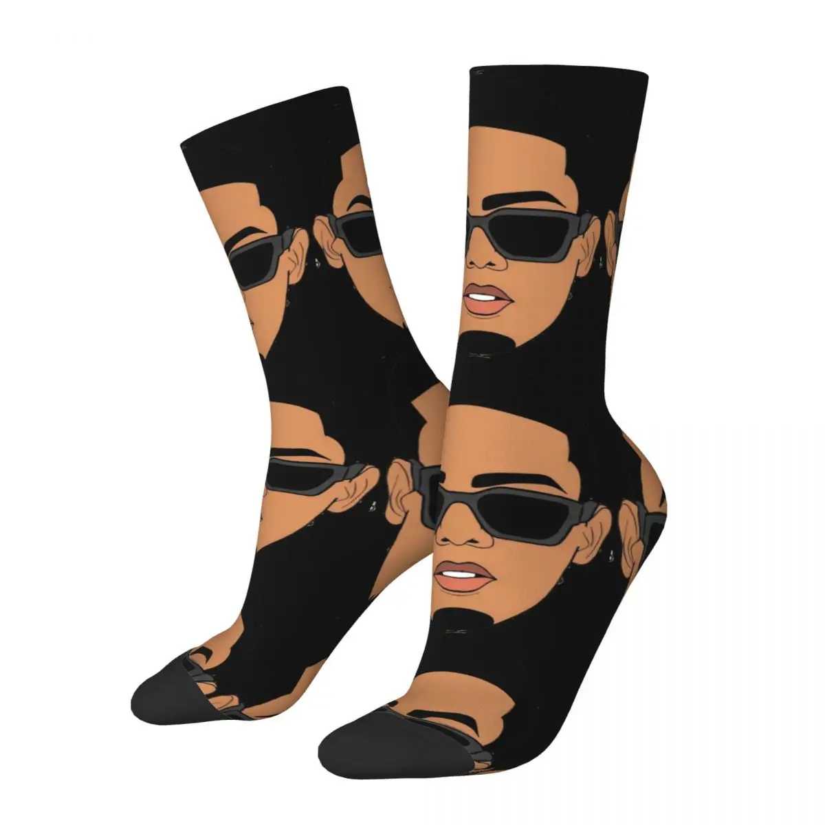 Hip Hop Retro Myke Towers Face Crazy Men's Compression Socks Unisex Anuel Harajuku Seamless Printed Novelty Happy Crew Sock