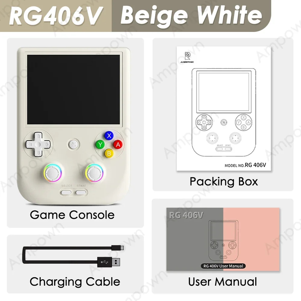 ANBERNIC RG406V Videogameconsole 4" IPS touchscreen Android 13 Hoge snelheidsventilator 6nm Unisoc T820 RGB joystick 1080 DP-uitgang Cadeau