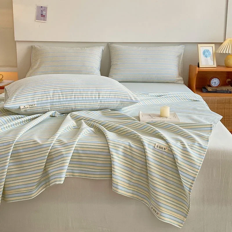 Class A cotton old coarse cloth bed sheet single piece summer cool quilt sheet simple pure cotton thickened soft mat three-piece