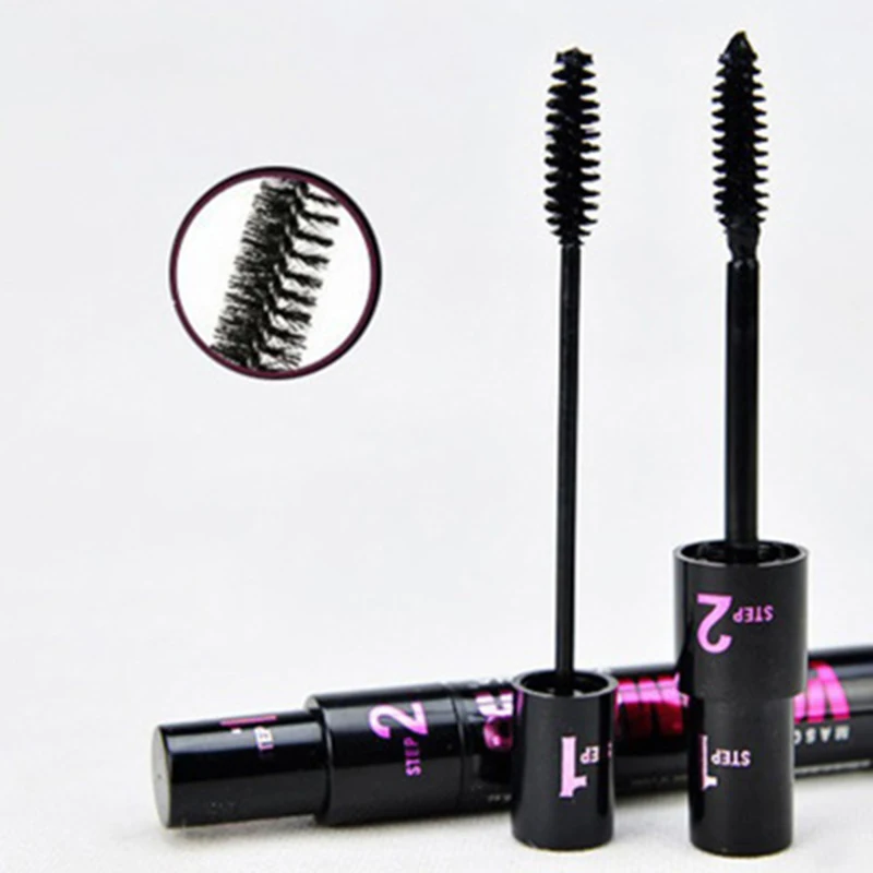 2in1 Double Purpose Mascara Waterproof Thick Lengthening Lash Extention Sweatproof Curling Brushes Eye Fiber Mascara New