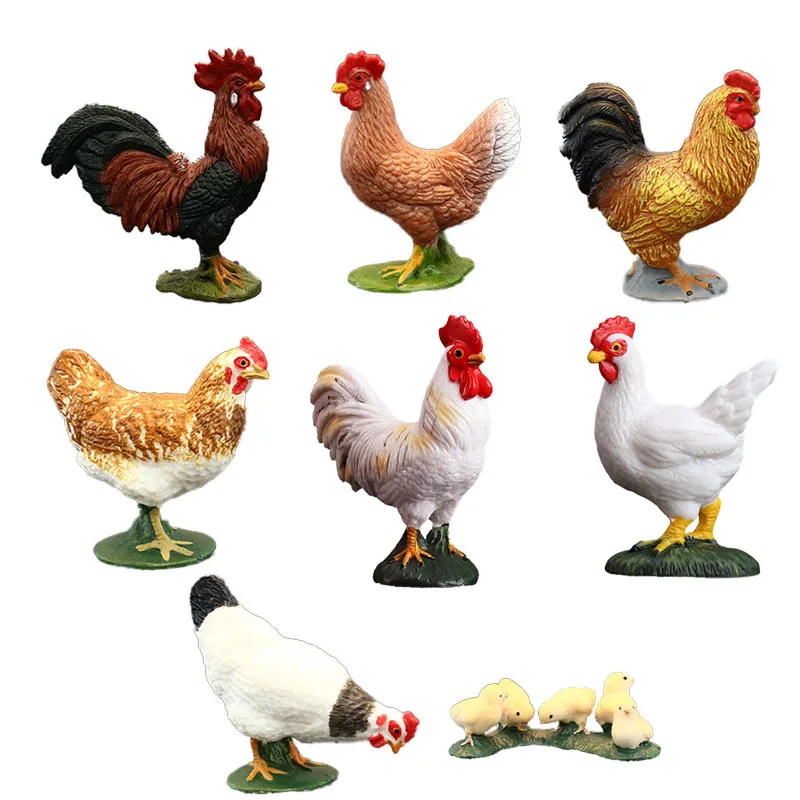 Simulation Animal Poultry Rooster Hen Toy Doll Mini Farm Animal Model Movable Doll Decoration Children\'s Toy Gift Collection