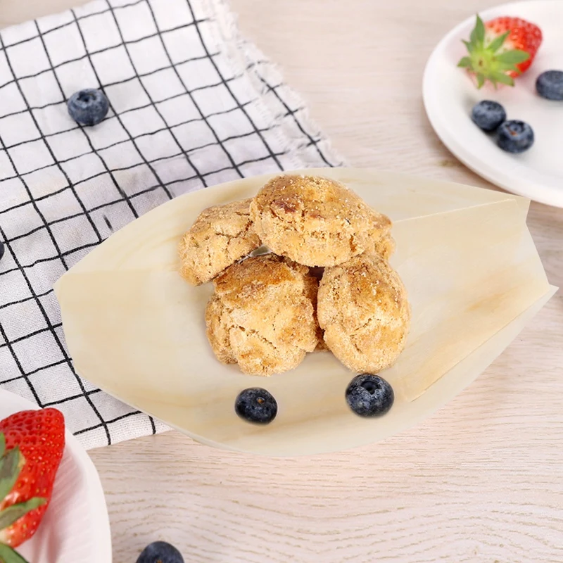 50 пищевых мисок для пальцев, биоразлагаемая древесина 11 см x 6,5 см