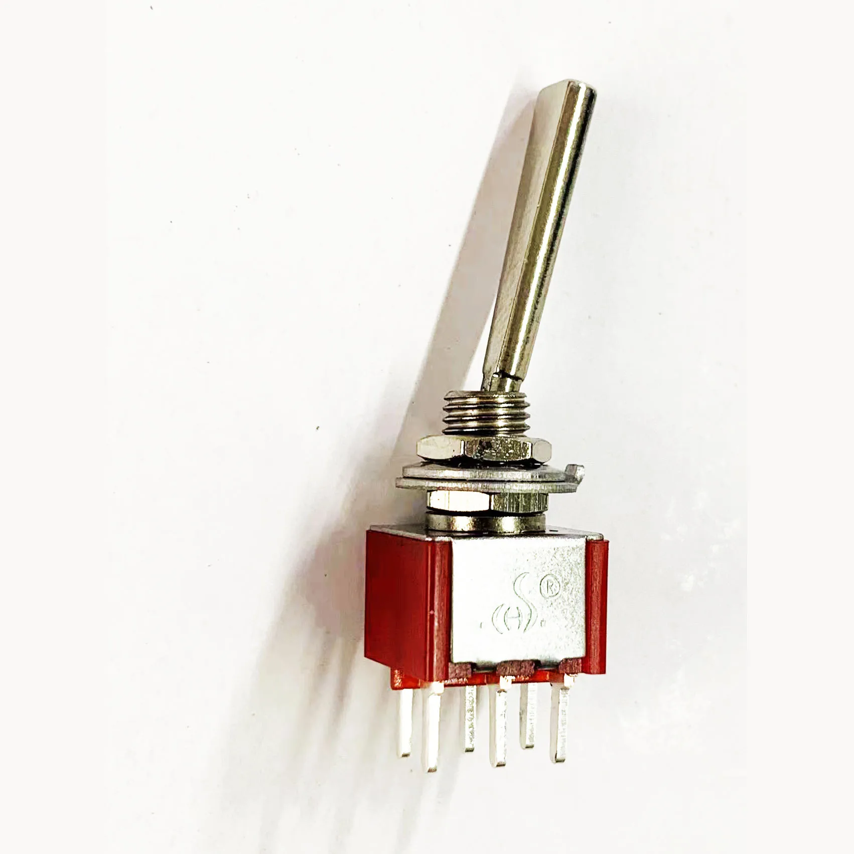 Stitch Long Flat Handle Switch RED 3 Pin ON-ON 6MM CQC Silver Point Toggle Switch 12V