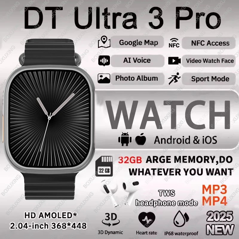 2025 neue Originaluhr DT Ultra 3 Pro Smartwatch Männer Google Karte NFC GPS Tracker HD BT Anruf IP68 wasserdichte Smartwatches Frauen