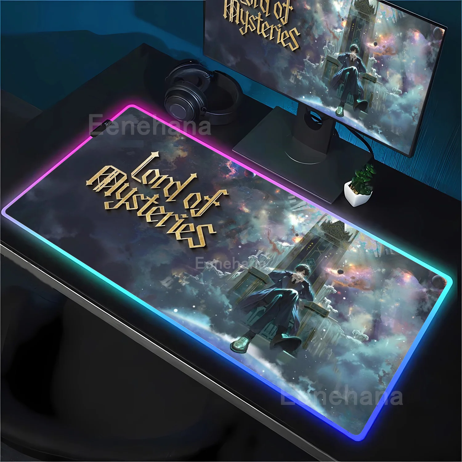 신비의 제왕 RGB 애니메이션 마우스 패드 노트북 게임용 PC 마우스패드 90×40cm XXL 인기 소설 게임용 소프트 키보드 백라이트 데스크매트