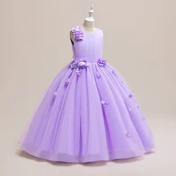 Girls Party Dress 3 Colors 130cm-160cm Kids Long Dresses Ball Gown Wedding Birthday Costumes Children Photograph Piano