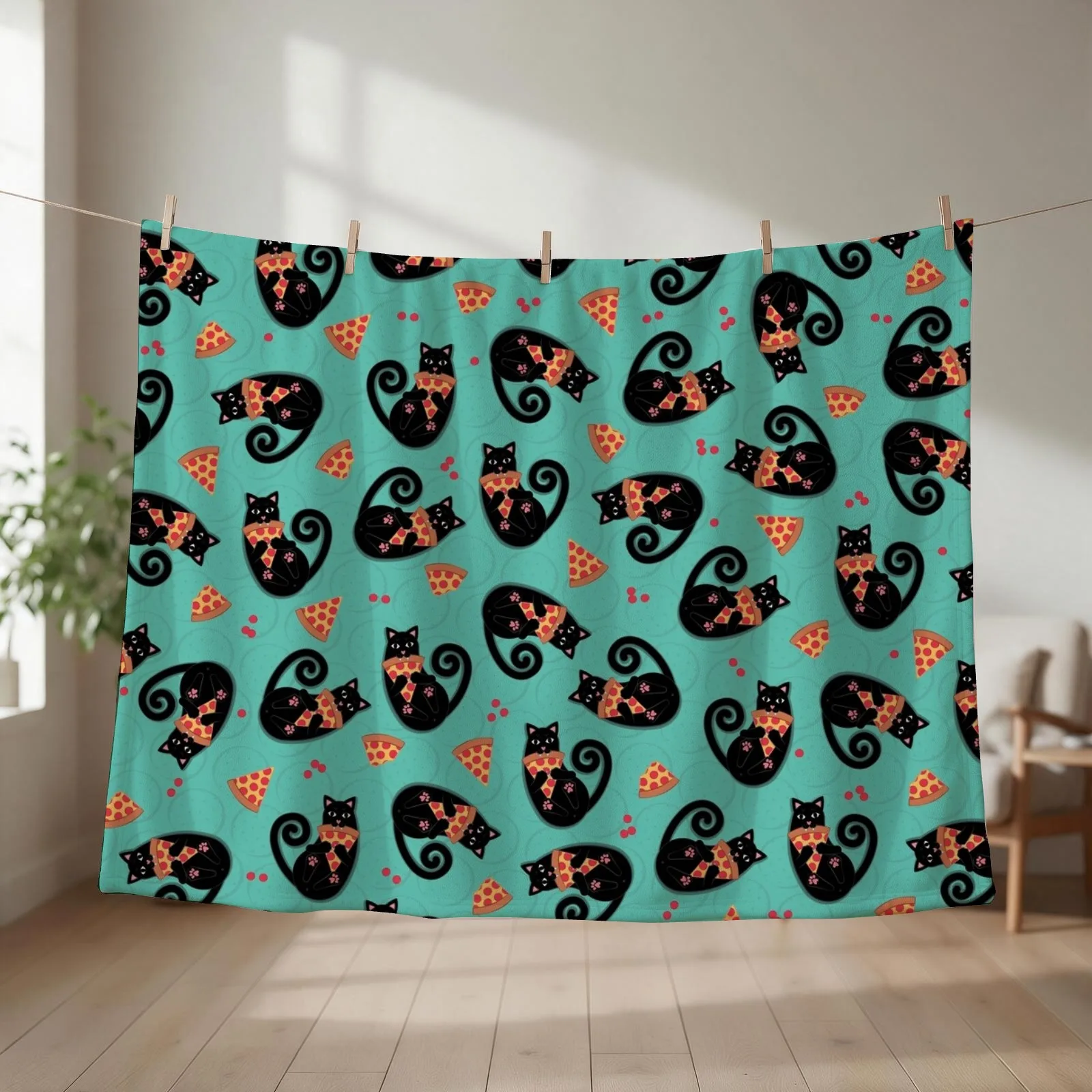 Pepperoni Pizza Cat Throw Blanket Tourist bed plaid Retros Stuffeds Blankets