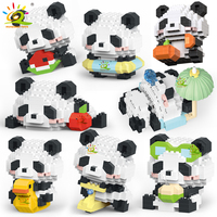 HUIQIBAO Mini Cute Panda Micro Building Blocks 3D Diamond Model Animal Bricks DIY City Construction Toys for Children Kids Gift
