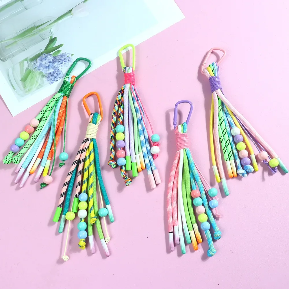 Vibrant Handwoven Tassel Bag Pendant, Y2K Color Beaded Braided Cord Key Chain, Creative Backpack Decor Fashion Accessory