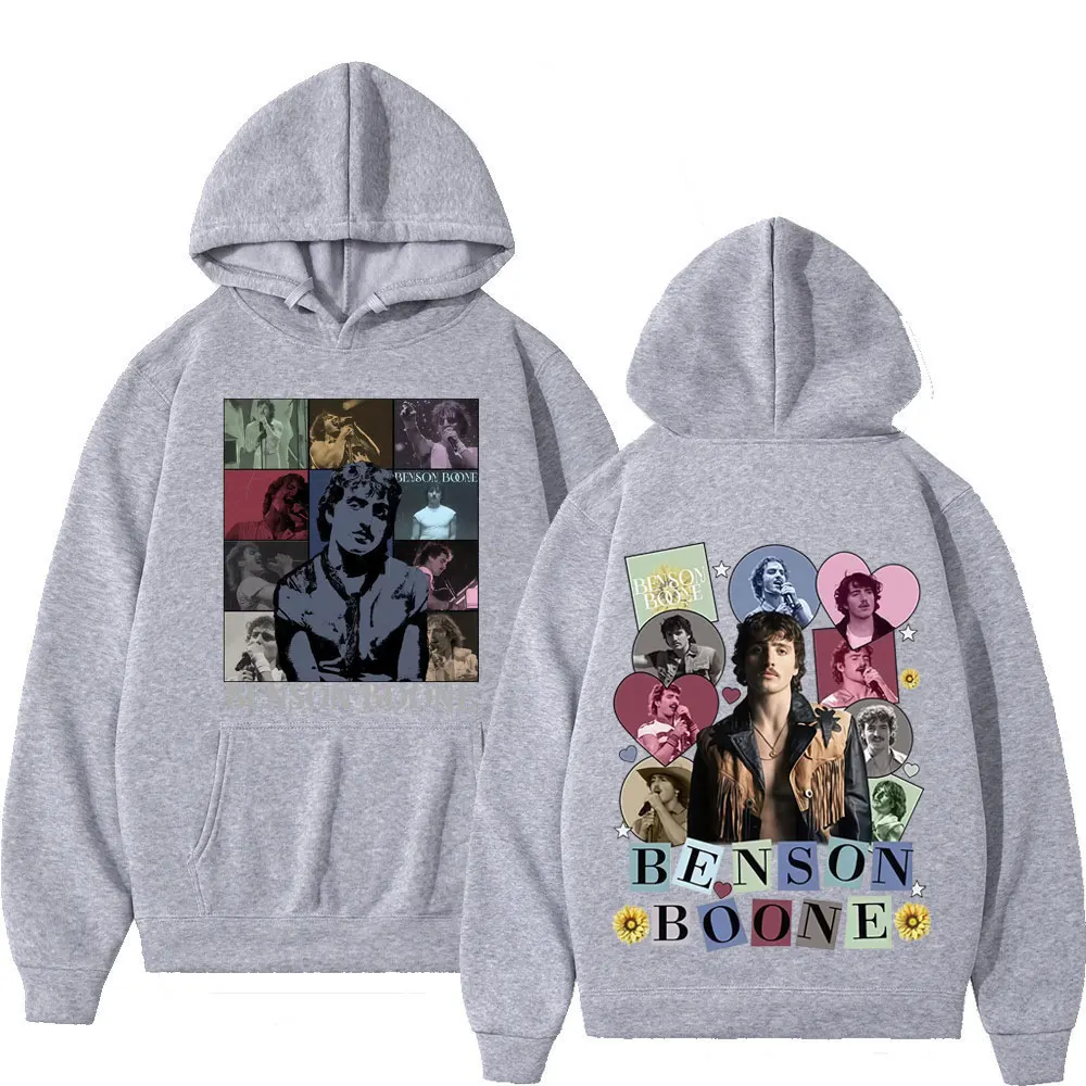 Benson Boone جولة القلب الأمريكي 2025 خمر طباعة هوديس الرجال النساء سترة الموضة طويلة الأكمام الهيب هوب بدلة رياضية رجالية عادية