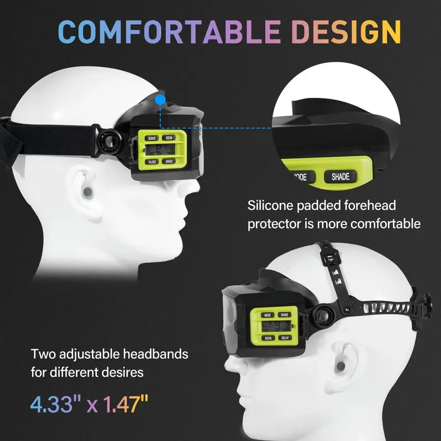 مجموعة نظارات لحام SPOTLITE True Color Auto Darkening، قناع حماية كامل للوجه لـ Tig، Mig، عصا قطع البلازما، أمبير الرقبة #6