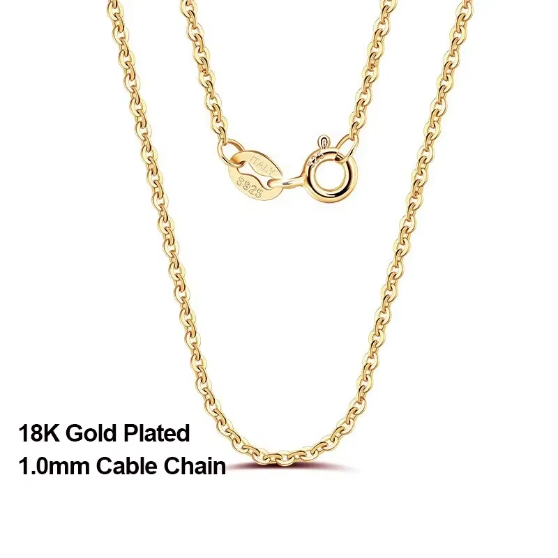 Rinntin 18 Karat Gold 925 Sterling Silber Mode Kabelgliederketten Halskette für Frauen Dünne Halskette Zubehör Schmuck SC06
