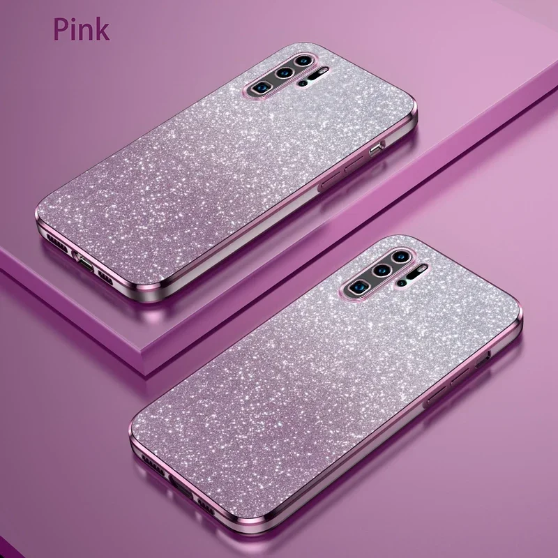 Luxury Plating Gradient Glitter Phone Case For Huawei P60 P50 P40 P30 Pro Mate 60 Pro Shockproof Cover