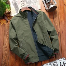 Men's Windbreaker Double-sided Wear Jackets Men Baseball Pilot Bomber Stand Collar Jacket Hip Hop Streetwear Coat Solid Color