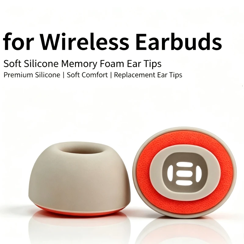 Soft Silicone Memory Foam Ear Tips for Wireless Earbuds, Replacement Ear Caps, 4 Sizes XS/S/M/L, Comfort Noise Isolation