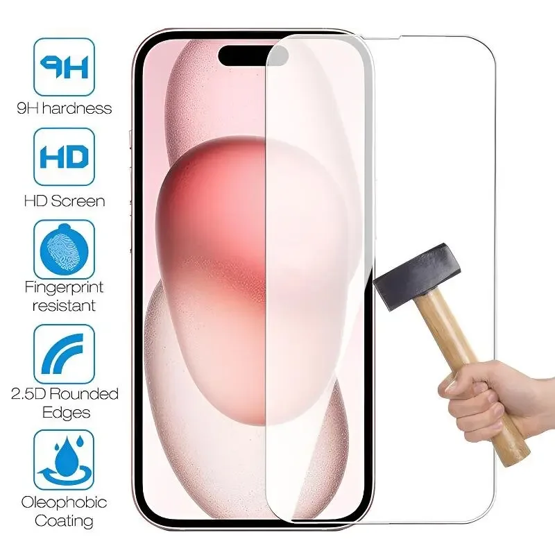 

Закаленное стекло с твердостью 9H для Apple iPhone 15 14 Plus 13 12 11 Pro Max Защитная пленка для экрана iPhone X XR XS Max