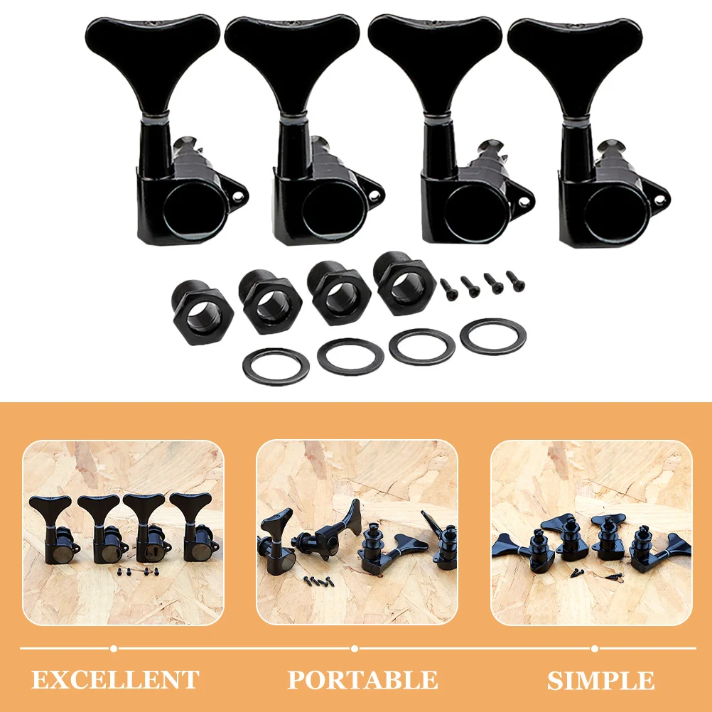 

4Sets Bass Tuning Machines Metal Portable Durable Practical for Acoustic Electric Bass Great Gift Choice Key Peg Tuning