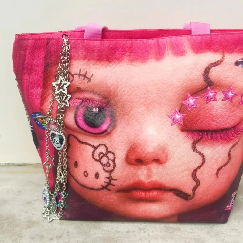 

Y2K Kitty Large-Capacity Double-Sided Shoulder Tote Bag Cosplay Handbag for Animation Derivatives Baddie Aesthetic Accessory