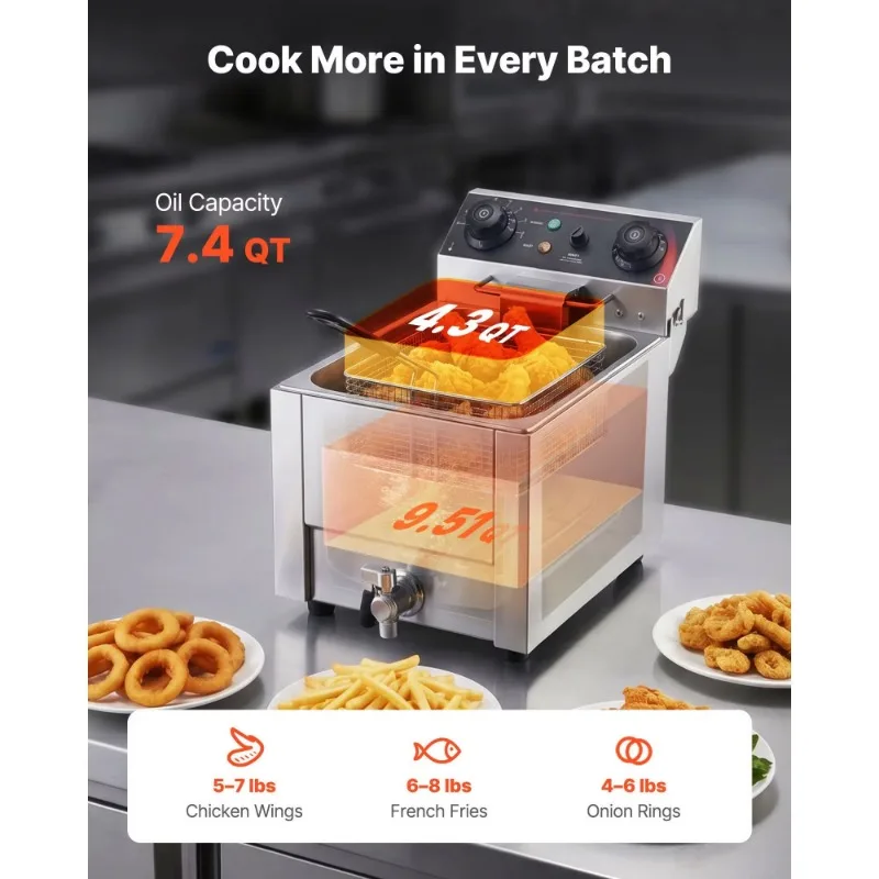 Commercial electric fryer stainless steel countertop with oil filter function