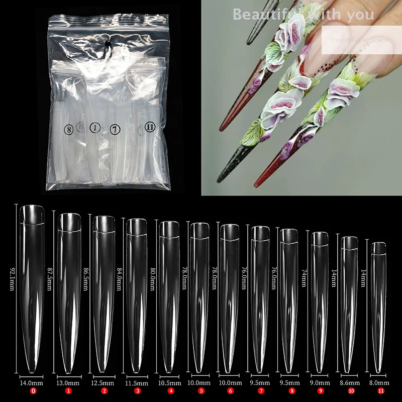 

New120Pcs 5Xl Extreme Long Stiletto Nails Full Cover Nails Artificial Acrylic False Nail Tips Press On Manicure Tool Accessories