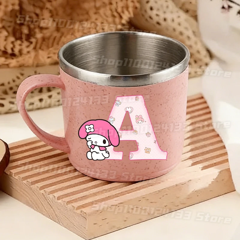 

Cute Melody Stainless Steel Water Bottle Woman Kawaii Letters A-Z Anime Print Girl Toothbrush Water Cup Kid Party Game Gift Xmas