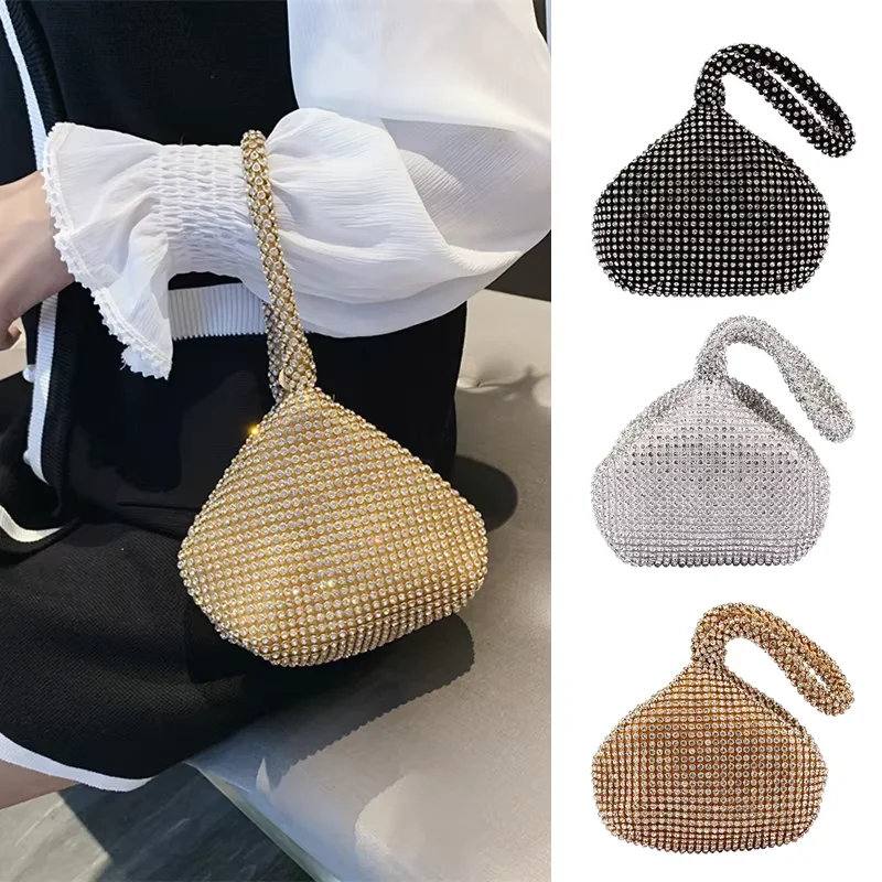 

Women's Zipper Rhinestone Evening Bags Female Luxury Diamond Mini Party Handbags Ladies Small Coin Purse Wedding Clutchs Bags