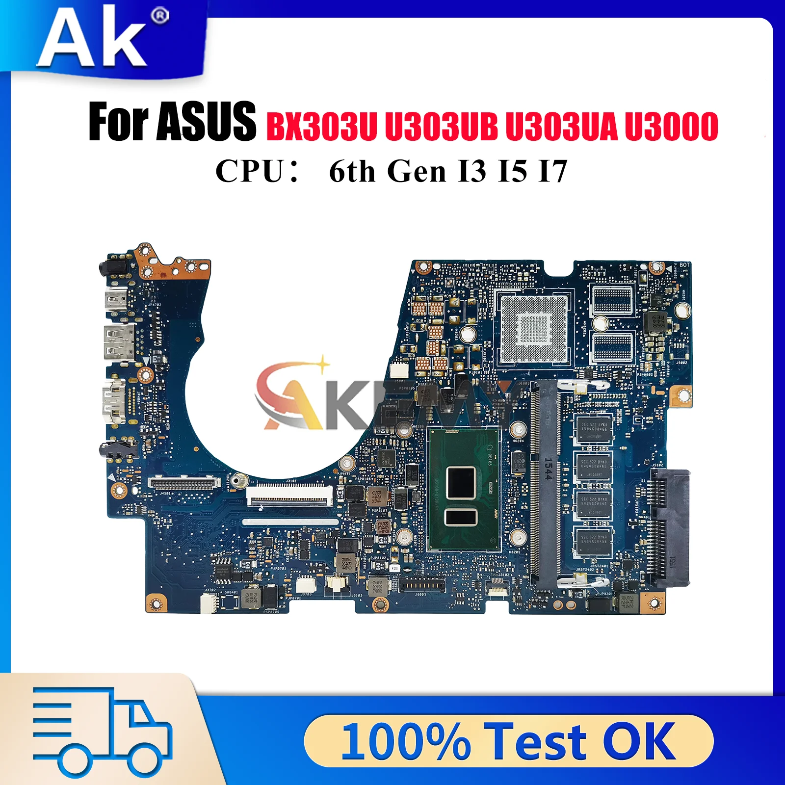 

UX303UA Laptop Motherboard For ASUS ZenBook U3000 BX303U U303UB U303UA UX303UB UX303UA UX303U Mainboard W/ I3 I5 I7 CPU tests OK