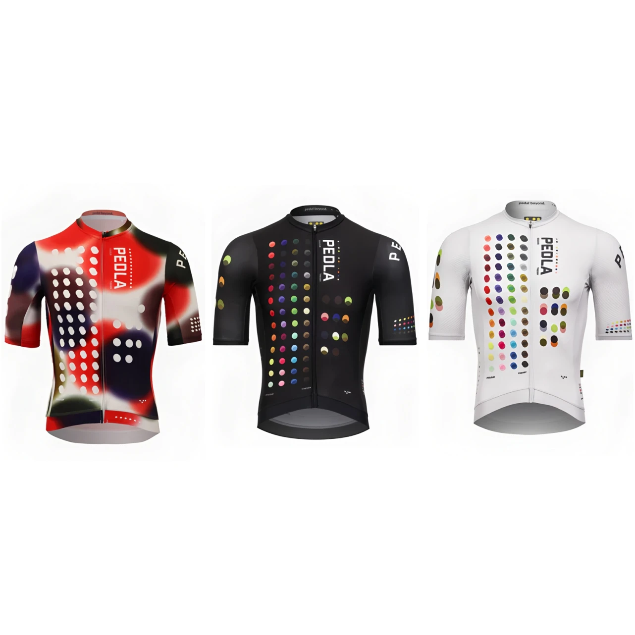 The Pedla-Maillot à manches courtes tricolore à pois pour hommes, chemises de vélo VTT, haut VTT, 2025