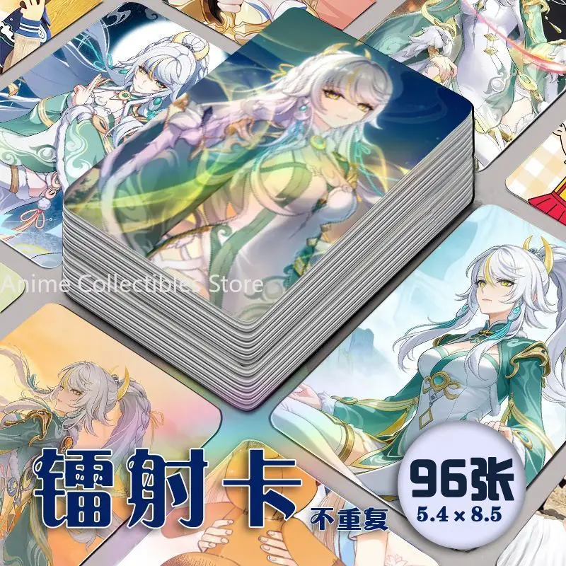 96PCS Genshin Impact Zibai Anime Laser Small Card Postcard Photo LOMO Card Collectibles Good Friend Birthday Gifts