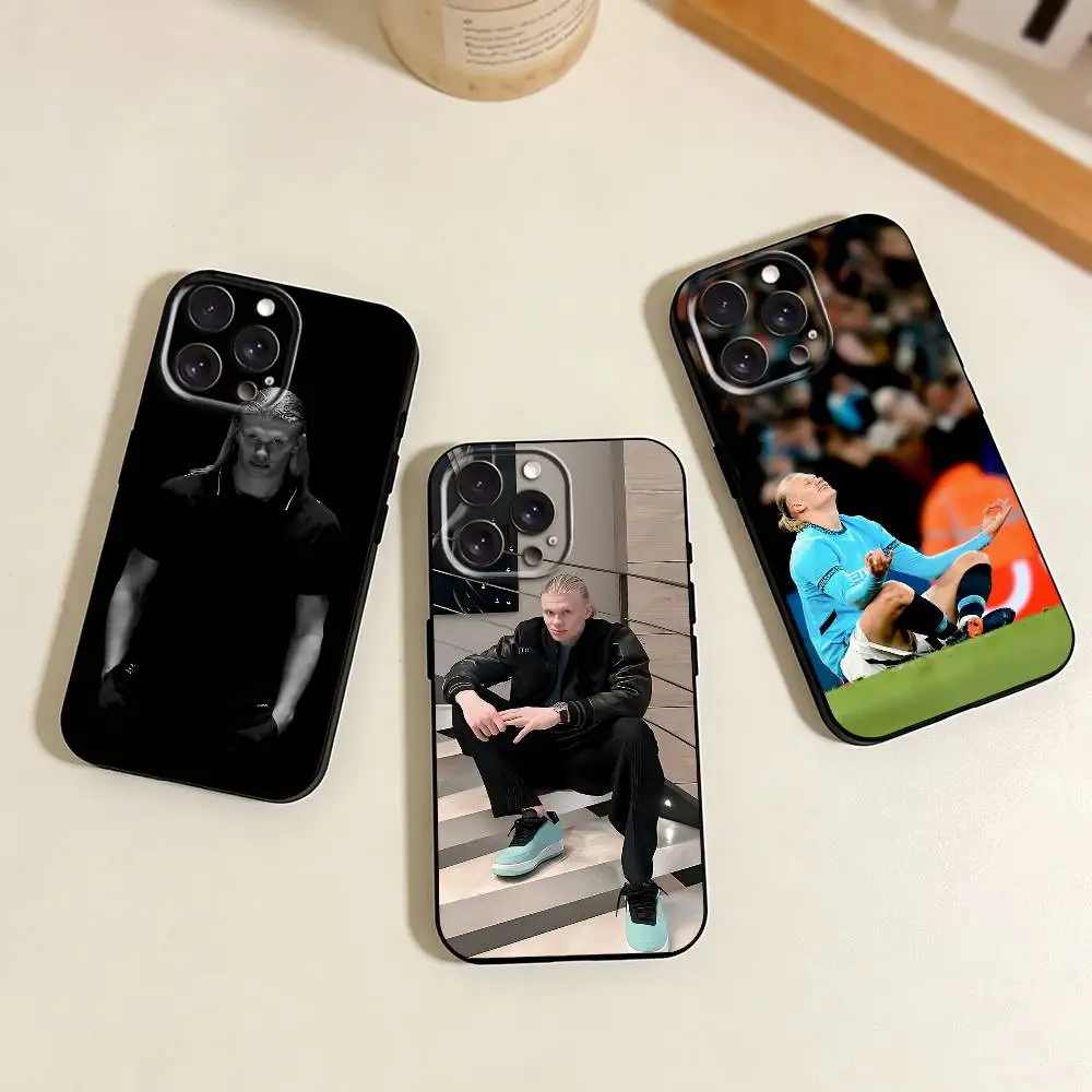 

F-Football S-Star E-Erling Haaland Phone Case For iPhone 17,16,15,14,13,12,11 Plus,Pro Max,XS,Soft Silicone Black Cover