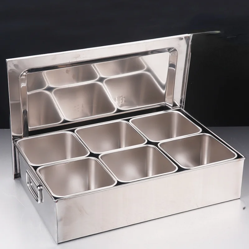 

Seasoning Box Commercial Seasoning Storage Box Stainless Steel Can Combination Set Hotel Kitchen Box Large