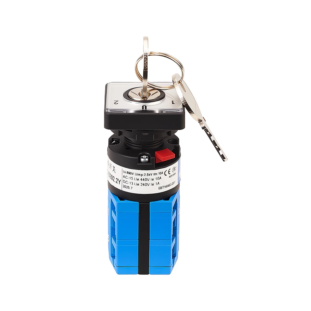 SZW26X-10C/D Rotary Key Cam Switch Panel 1-0-2 Position 2/3 Pole Available 10A 660V Universal Changeover Switch