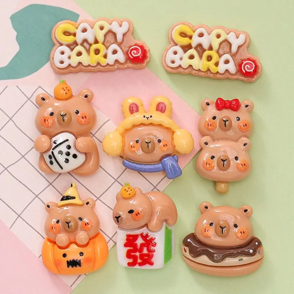 10 Pcs Scrapbooking Capybara Resin Accessories DIY Handmade Cute Capybara Phone Patch Cartoon Lovely