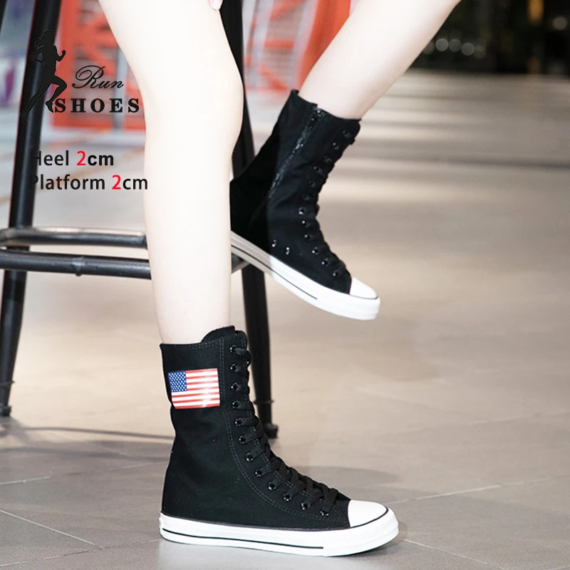 Women High Top Canvas Shoes Summer Casual Sneakers Student Short Boots Lace-Up Zipper Comfort Casual Flats Shoes Feminino 34-43