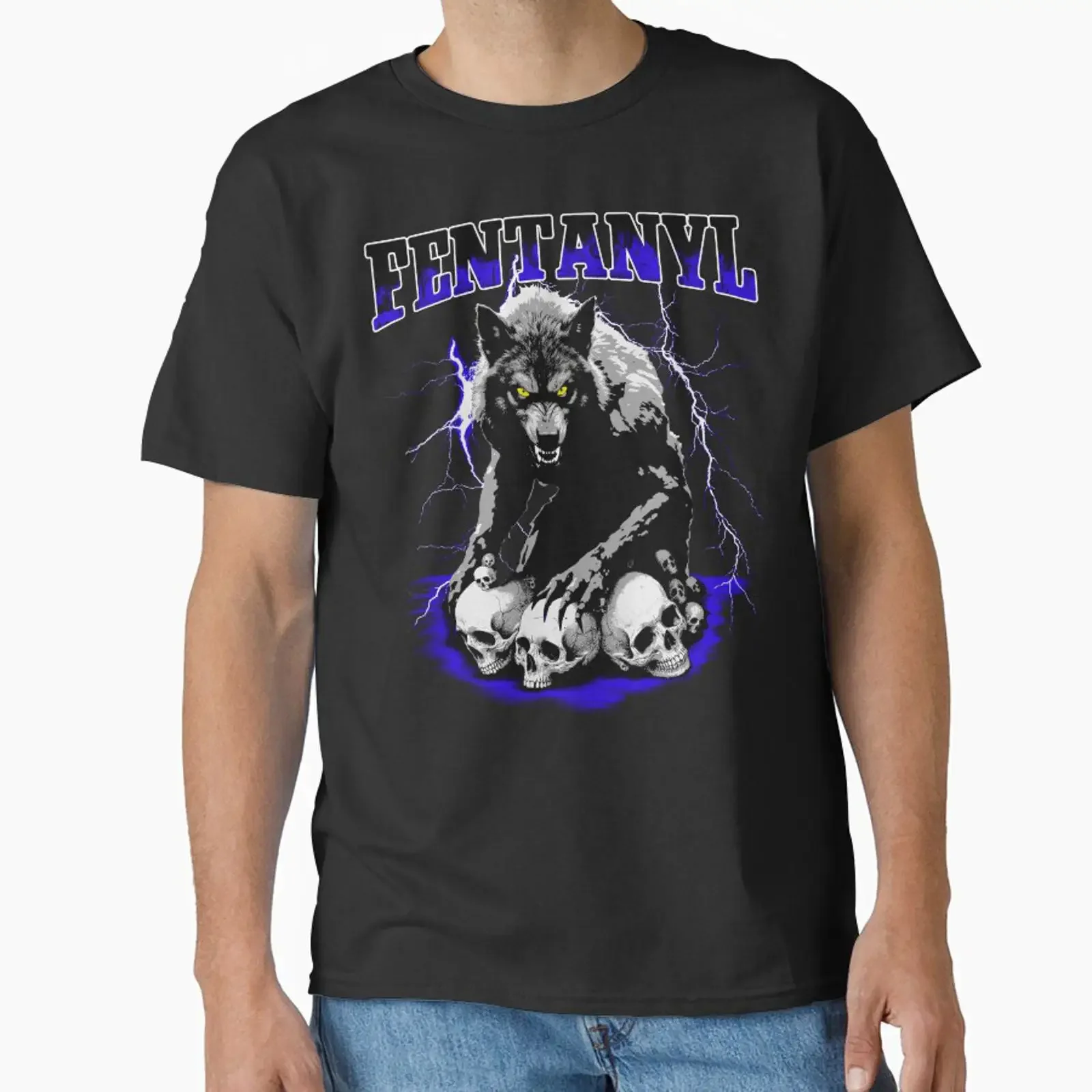 Fentanyl Wolf Classic T Shirt vintage Washed Stretched designer clothes Unisex Comfortable graphic Stylish Slightly Versatile