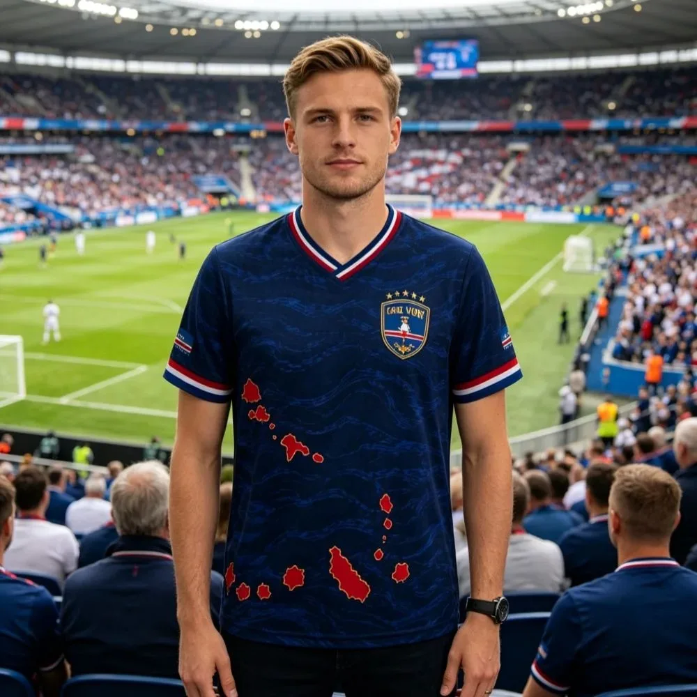 Summer Hot Selling Men and Women Cape Verde Blue Wave Football Jersey Breathable T-shirt for Fans Street Wear T-shirt Top
