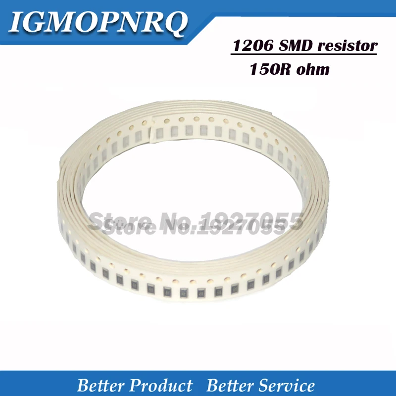 

100PCS 1206 150R 151 SMD Resistor 150 ohm chip resistor 0.25W 1/4W 150R 151 SMD Resistor