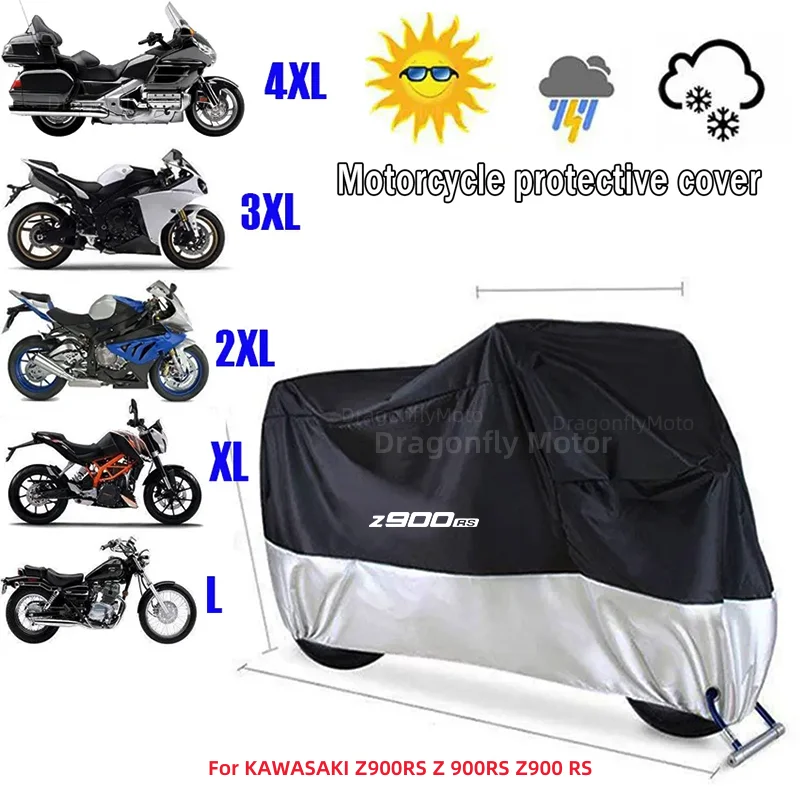 

For KAWASAKI Z900RS Z 900RS Z900 RS Motorcycle Cover Waterproof All Season Dustproof UV Protective Outdoor Indoor Scooter 190T