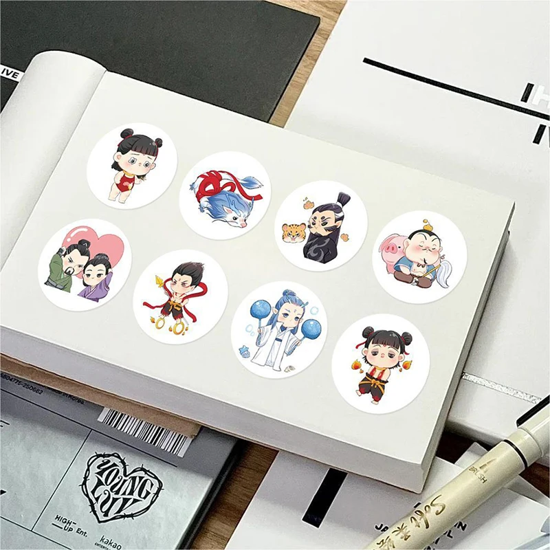 500Sheets Chinese Comics Nezha Sealing Sticker DIY PVC Laptop Decals Decoration Stickers Reward Gift Toys Hand Account Stickers