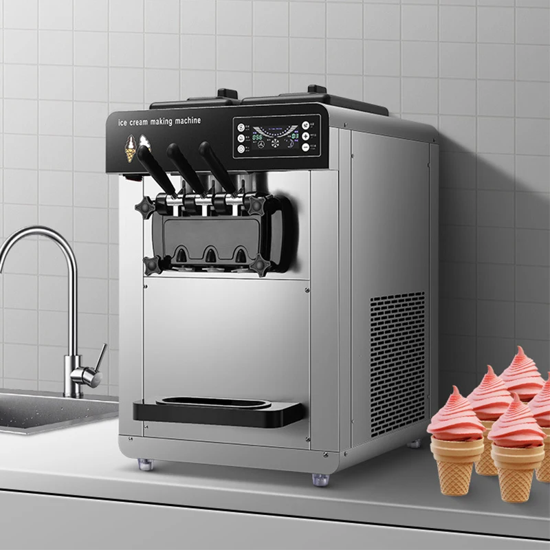 Ice cream machine large capacity commercial desktop vertical fully automatic sundae cone soft ice cream machine