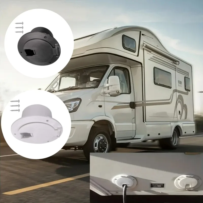 

1 шт., крышка шнура питания для кемпера, белый, черный, защита от солнца, круглый, устойчивый к ультрафиолетовому излучению, полипропиленовый замок для шнуров 30/50 ампер