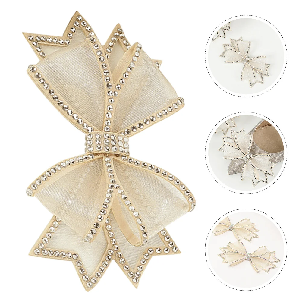 

2pcs 1 Pair Bow Knot Shoe Decoration Rhinestones Embellishments For Wedding Bridal Shoes Diy Charm Accessory Shoe Decor
