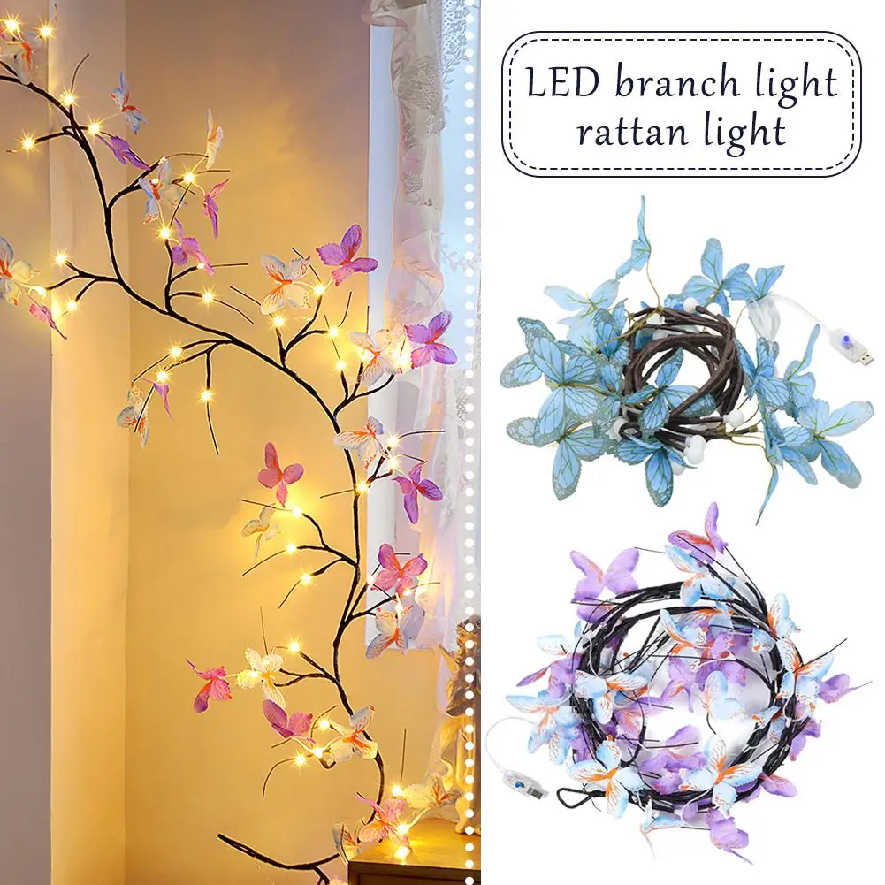 LED Vlinder Wijnstok Boom Lamp Simulatie Boomtak Decoratie Lamp Kerstsfeer Muur Party Layout Licht Bruiloft Worden R4W7