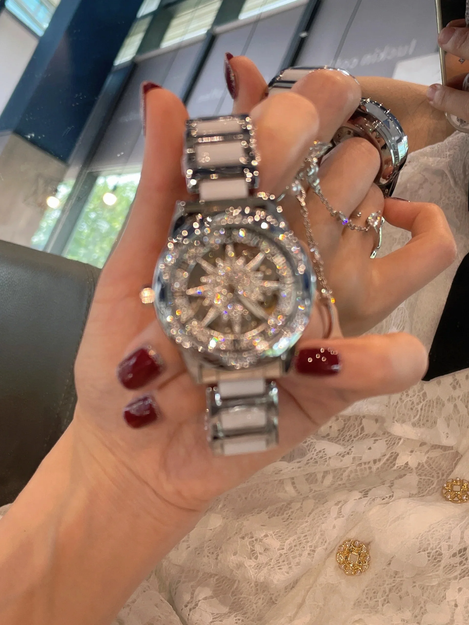 Sunflower Ceramic Watch Women's Niche Light Luxury Women's Watch Mechanical Watch, Mechanical Watch