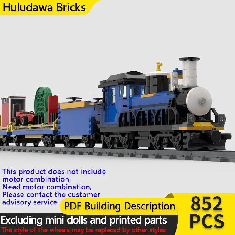 City Car Model MOC Building Bricks Railway Freight Steam Locomotive Modular Technology Children Holiday Gifts Assemble Toys Suit