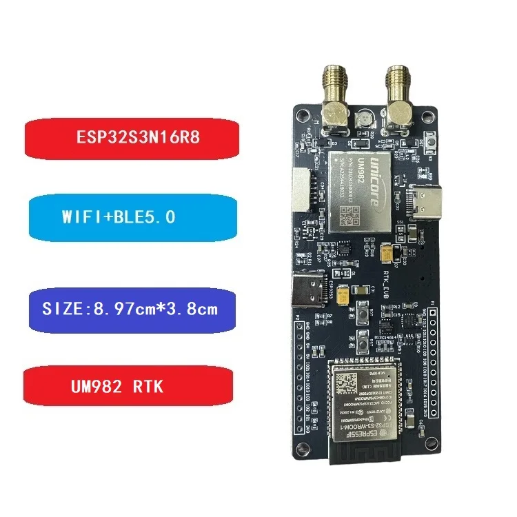 Um982 Full-Band Dual-Antenna Positioning and Directional Gnss Rtk Development Board Esp32S3 Main Control Wifi Bluetooth 5.0 Supports Tf Card Storage, Base Station and Mobile Station Can Be Configured