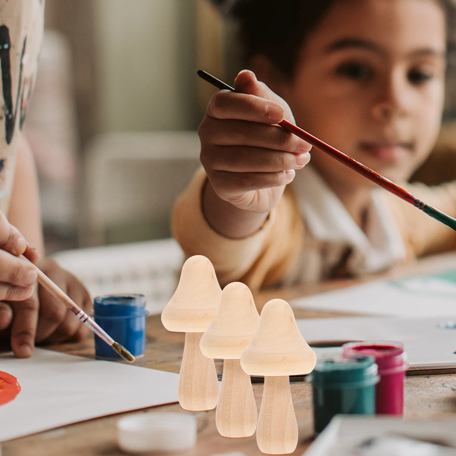 

10pcs Mushroom Decorations Unfinished Models for Kids Craft Paint DIY Gifts Small Graffiti Mushroom Tabletop naments