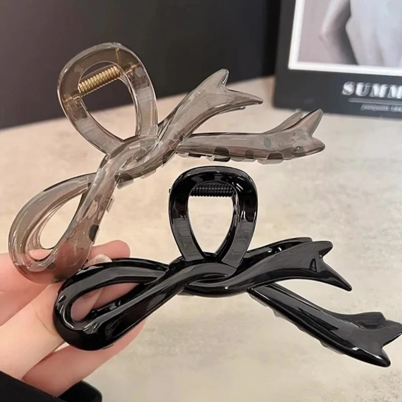 Pinces à cheveux en acrylique de 13 cm avec nœud en ruban, pinces crabe brillantes, barrettes, épingles à cheveux, pinces requin pour queue de cheval, accessoires capillaires pour femmes