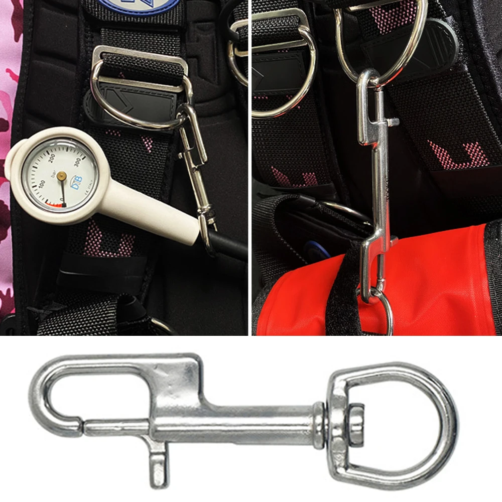 Quickdraw ตะขอดําน้ําสแตนเลสเดี่ยว/คู่ตะขอหมุน Scuba Camping ดําน้ําสัตว์เลี้ยง Haulage String Hook อุปกรณ์สระว่ายน้ํา